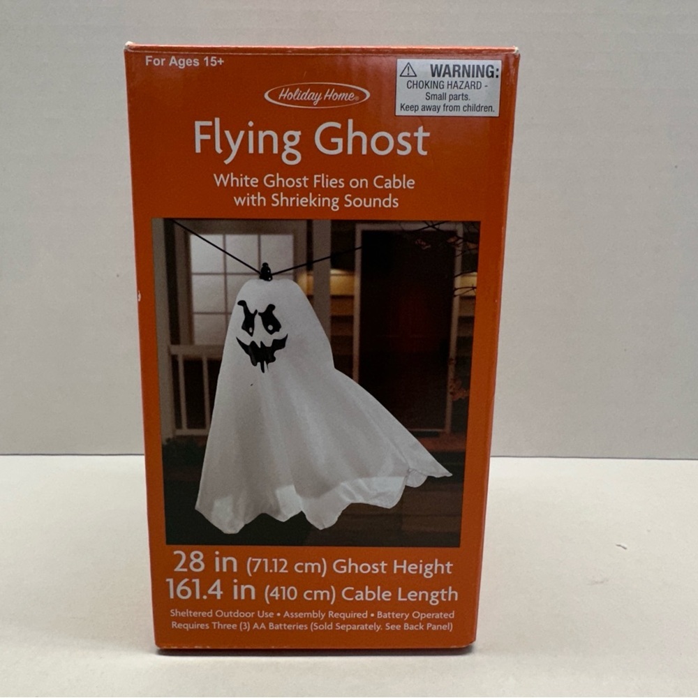 Holiday Home Flying Ghost Halloween Animatronic Cable Sounds Motion 28"